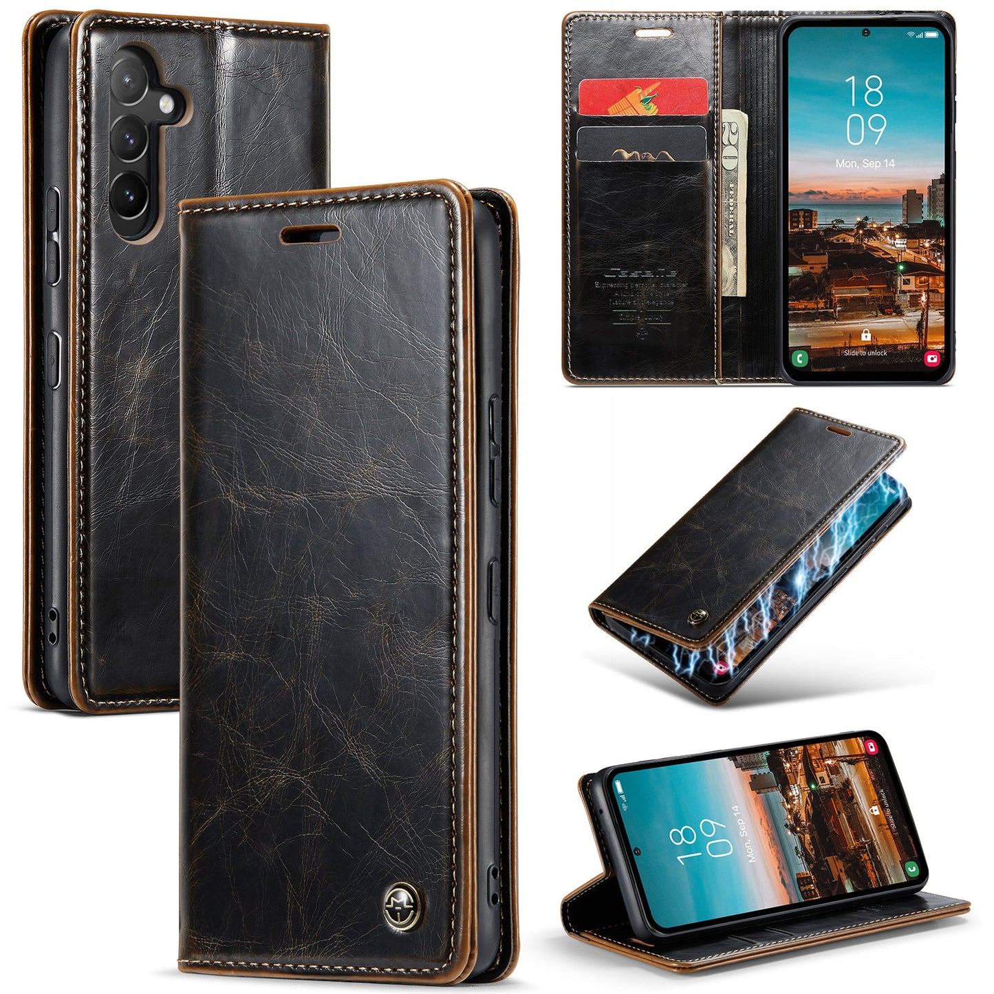 Luxury Flip Leather Phone Case for Samsung Galaxy S24