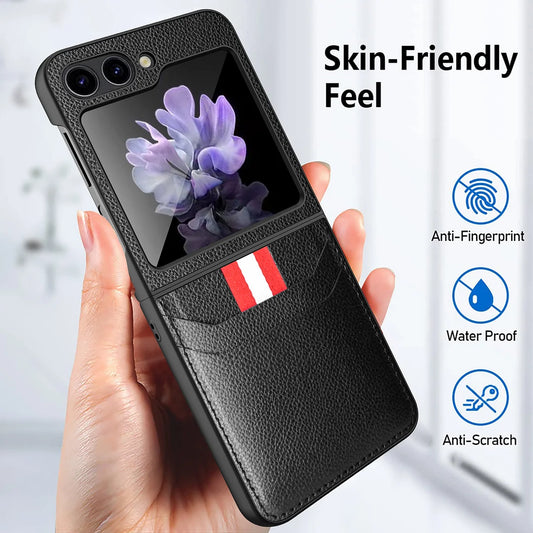 Card Slot Leather Phone Case for Samsung Galaxy Z Flip