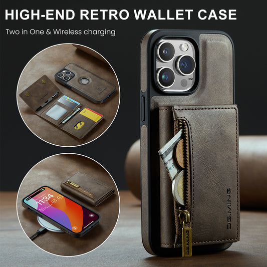 2 in 1 Retro Magnetic Wallet Case for iPhone