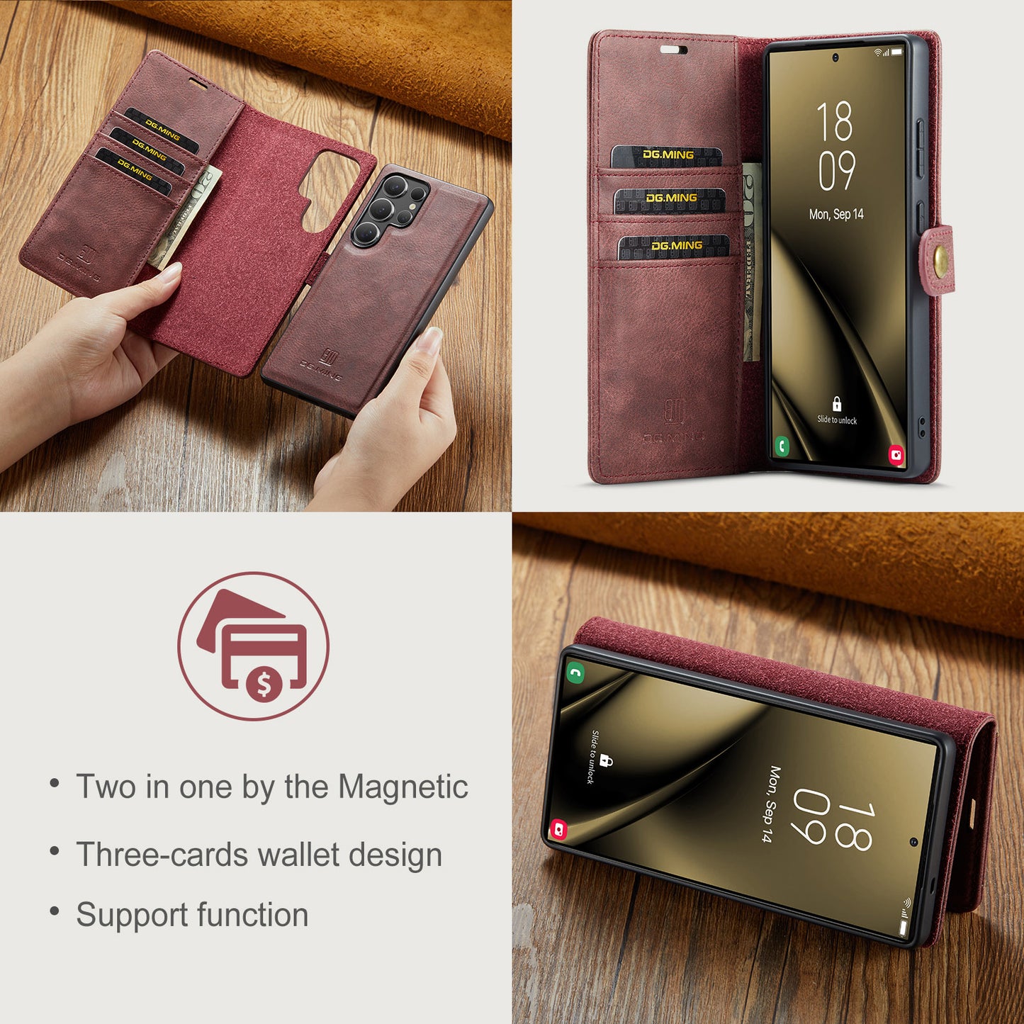 2 in 1 Detachable Flip Leather Case for Samsung Galaxy S24 Ultra