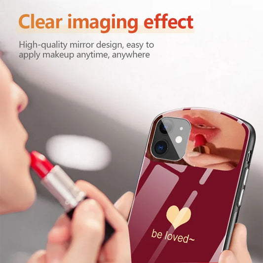 Heart-Shaped Oval Tempered Glass iPhone Case