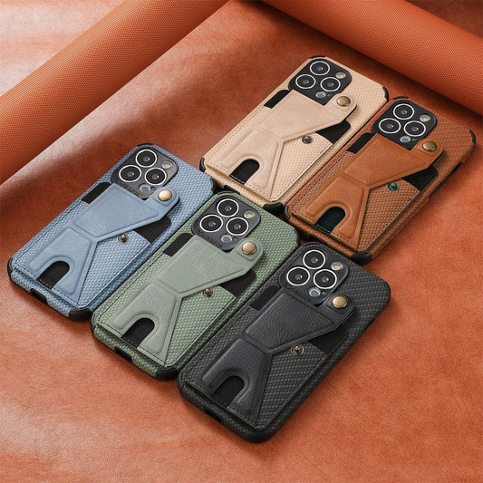 Fiber Texture Magnetic Card Slot Case for iPhone