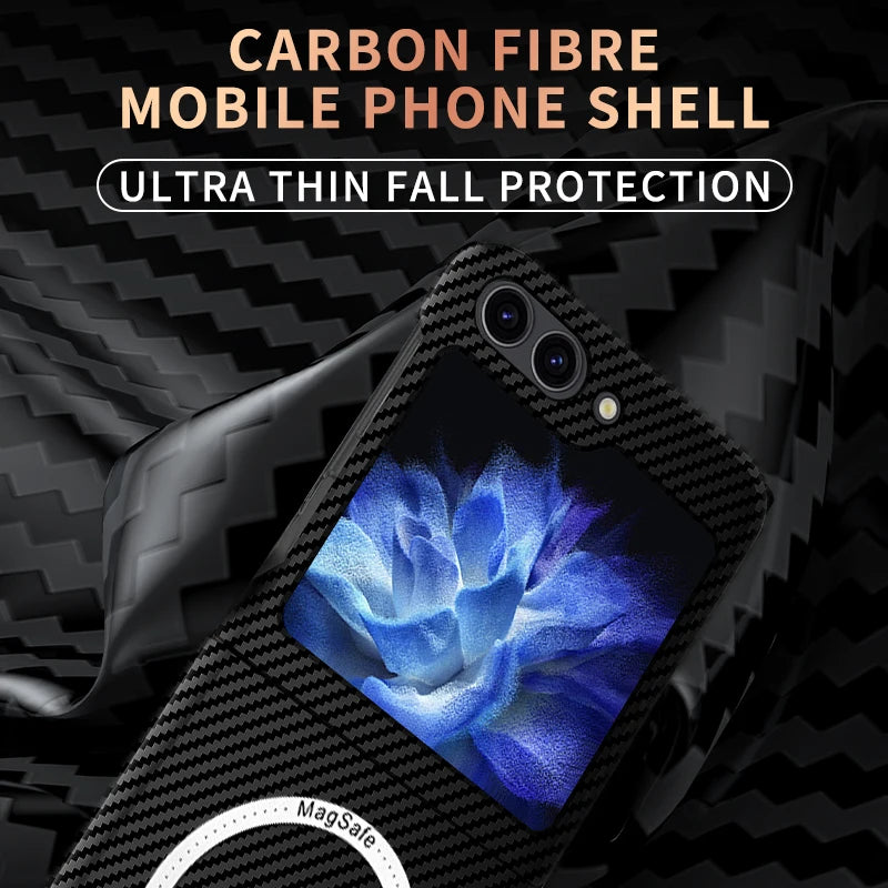 Ultra-thin Carbon Fiber Texture Magnetic Case for Samsung Galaxy Z Flip