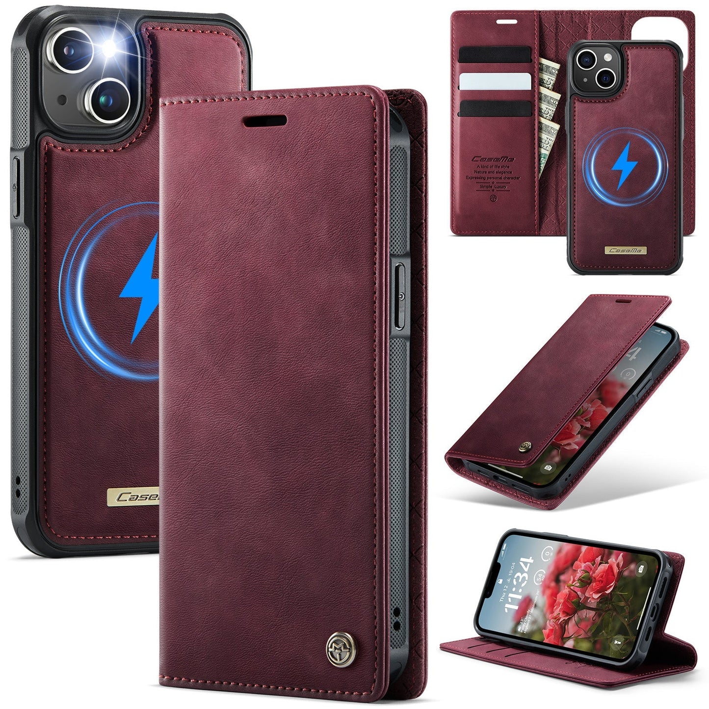 Retro Leather 2-in-1 MagSafe RFID Wallet Phone Case for iPhone 14