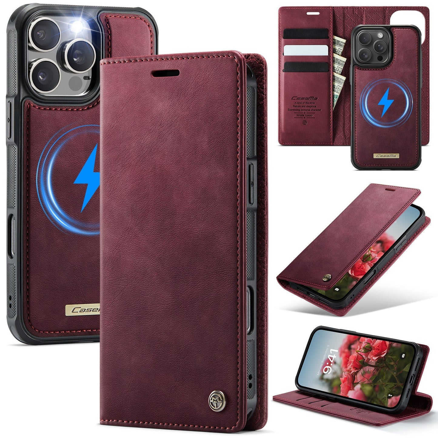 Retro Leather 2-in-1 MagSafe RFID Wallet Phone Case for iPhone 16 Pro Max