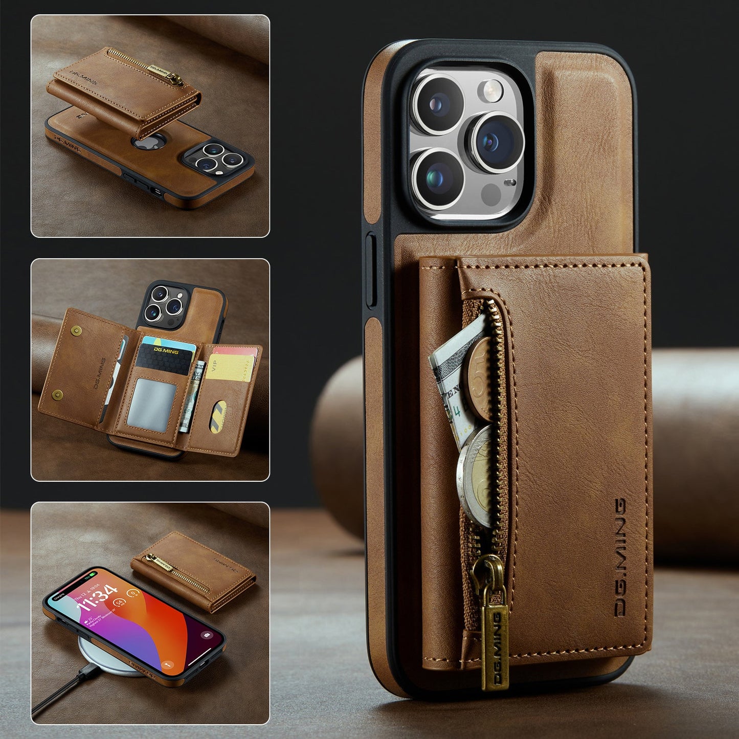2 in 1 Retro Magnetic Wallet Case for iPhone