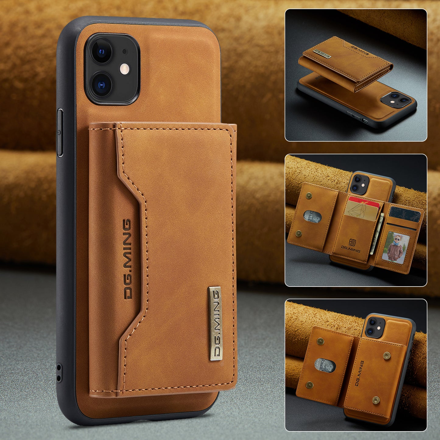 2 in 1 Detachable Leather Wallet Case For iPhone