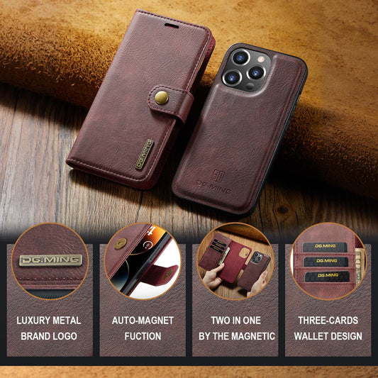2 in 1 Detachable Flip Leather Case For iPhone