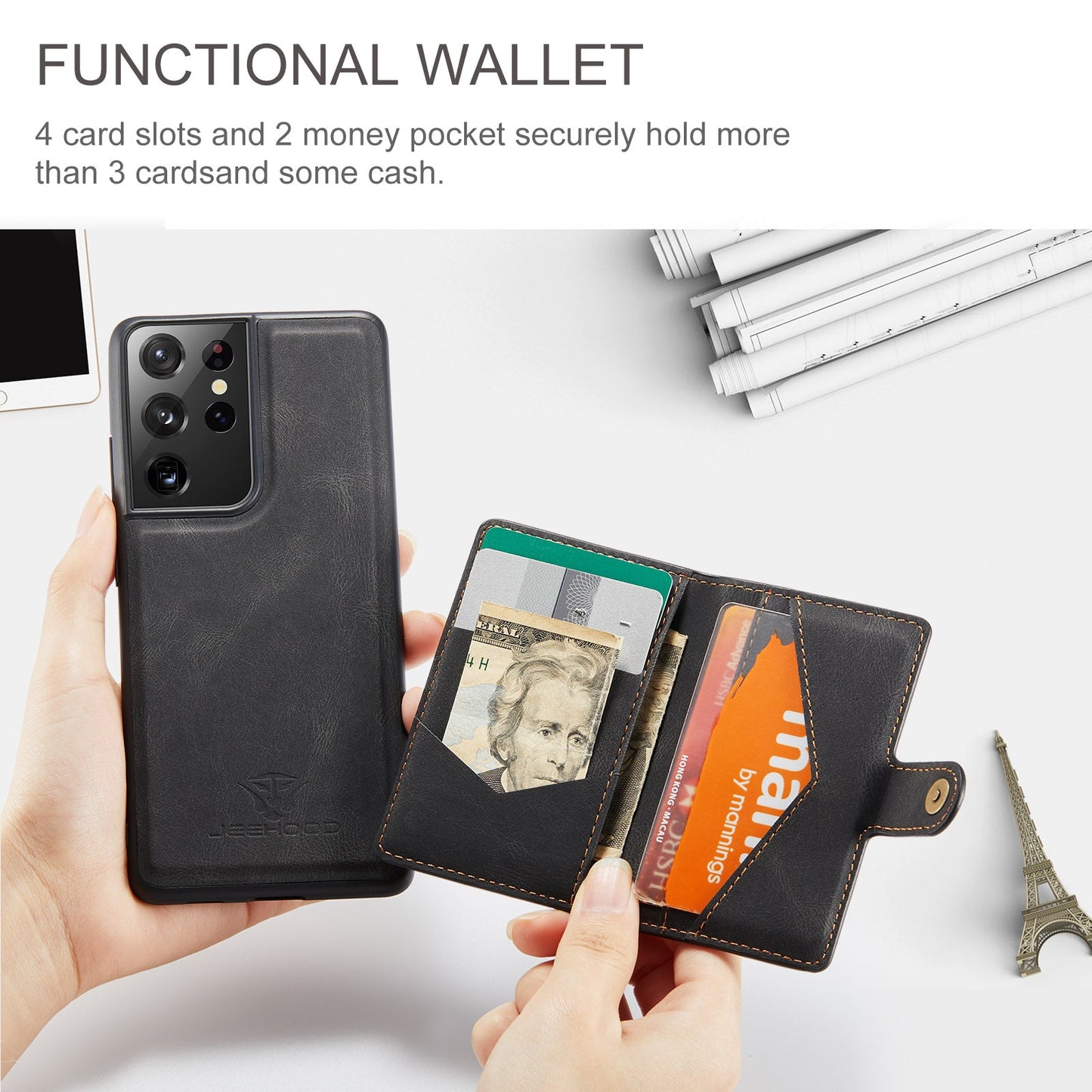 2 in 1 Magnetic Wallet Case For Samsung Galaxy