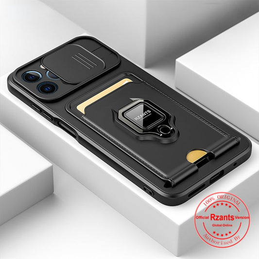 Card Slot Magnetic Ring Holder Case For iPhone
