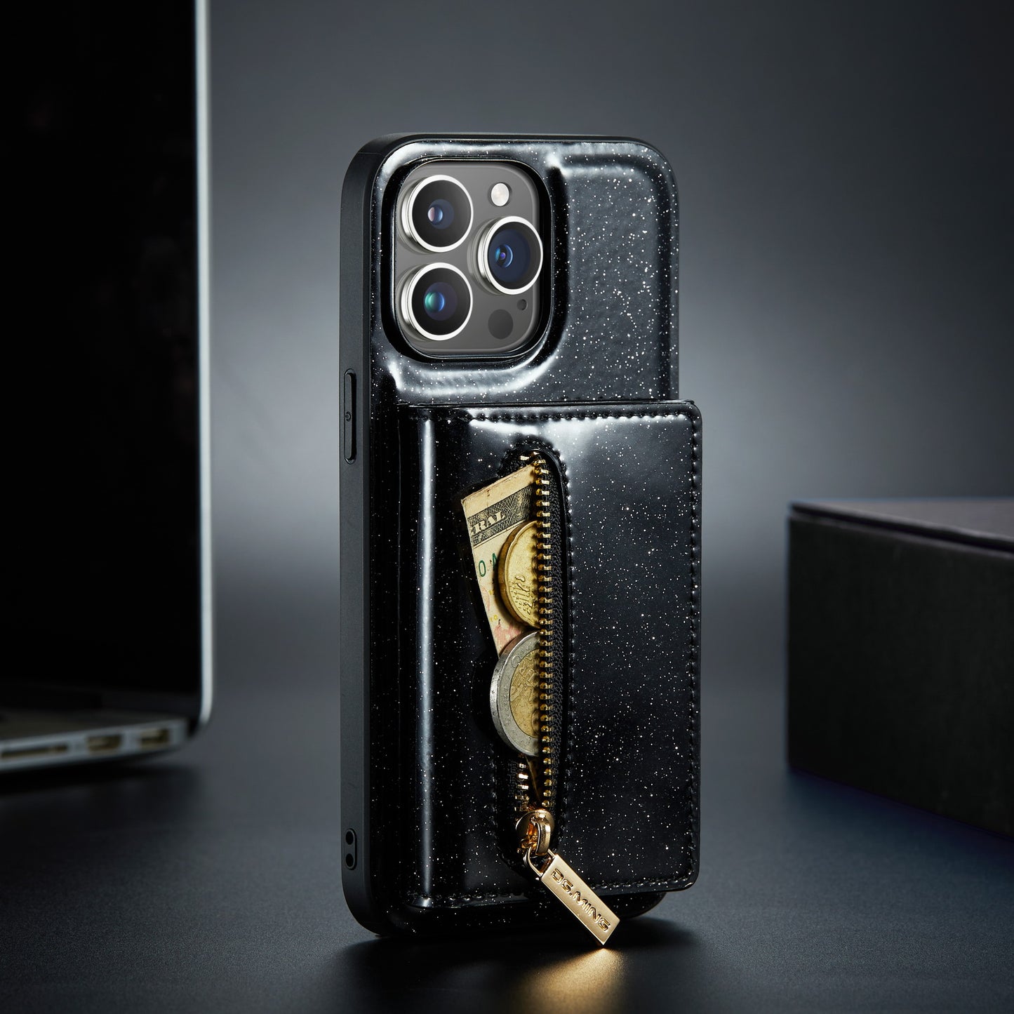 Glitter Leather Magnetic Wallet Case for iPhone