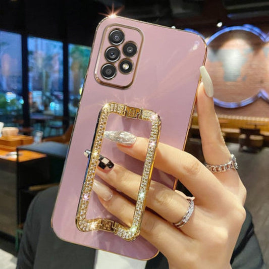 Shiny Square Holder Plating Phone Case For Samsung