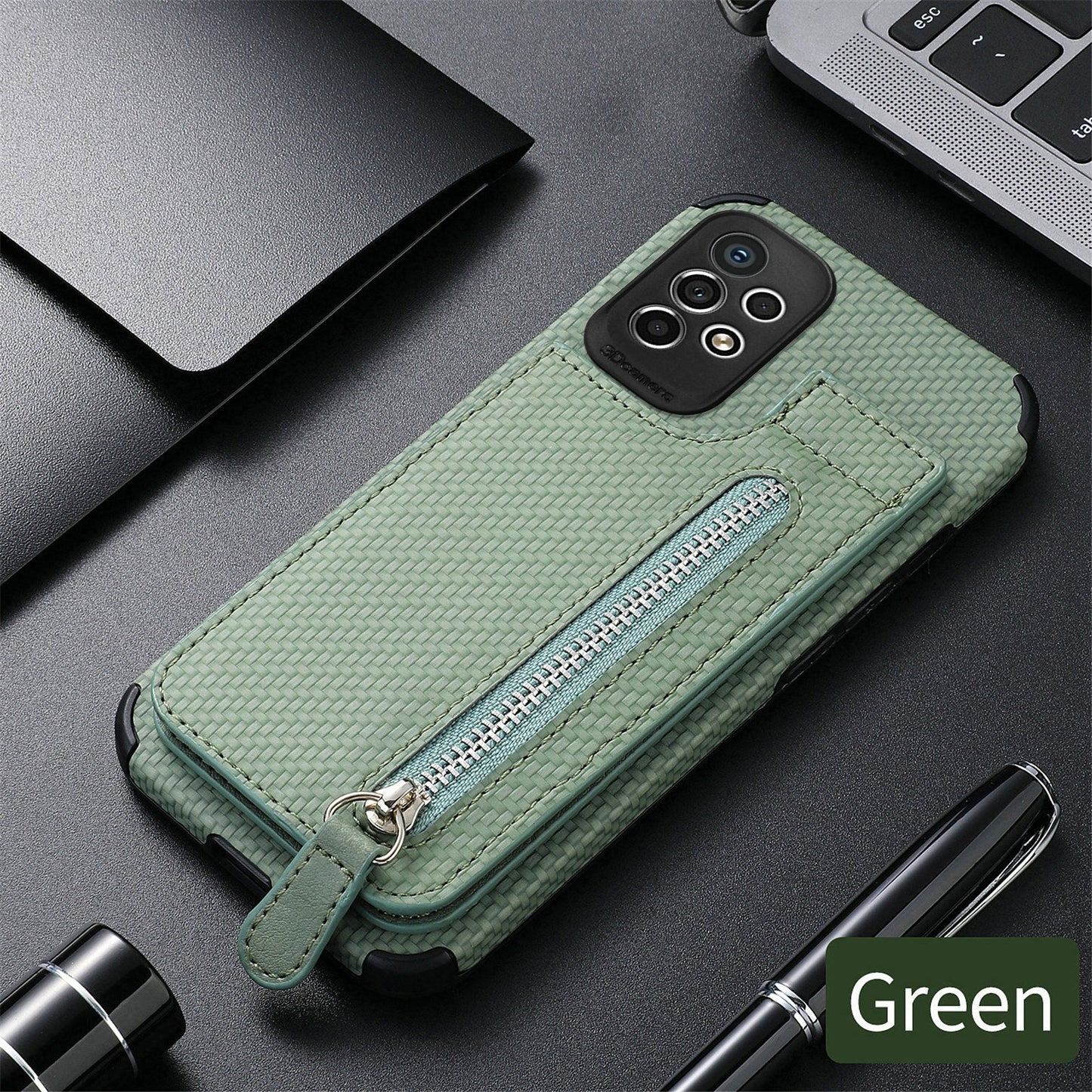Zipper Carbon Fiber Case For Samsung Galaxy