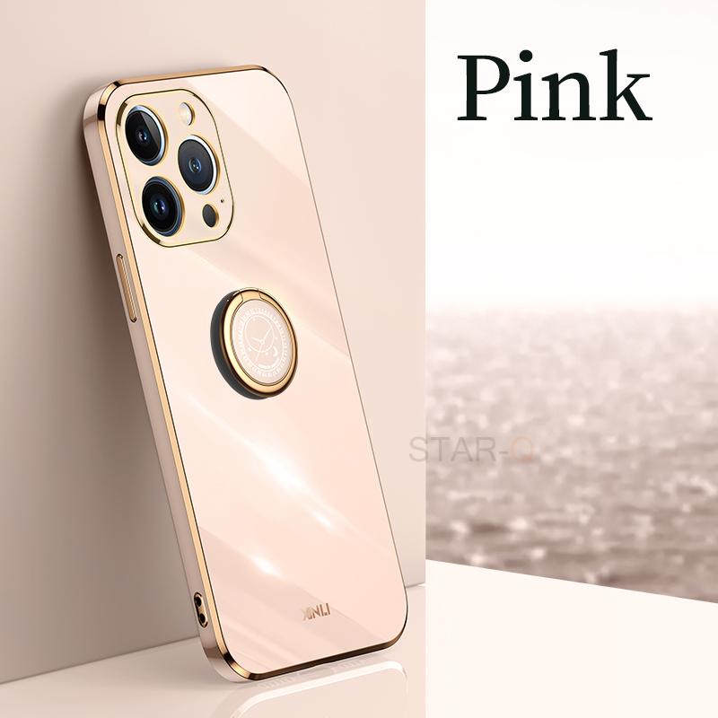 Plating Square Ring Holder Case For iPhone