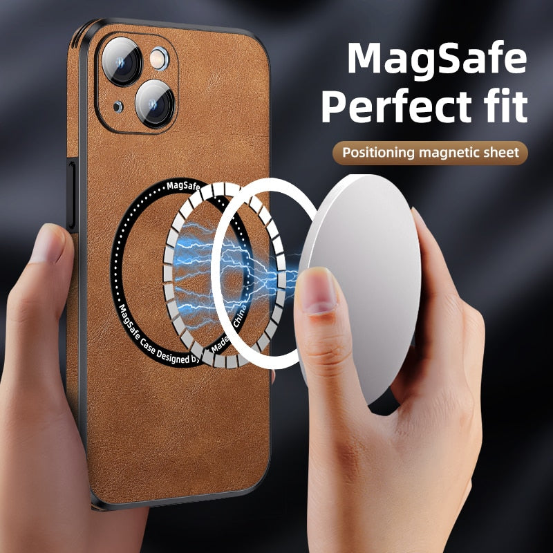 Luxury Magsafe Shockproof Leather Case For iPhone