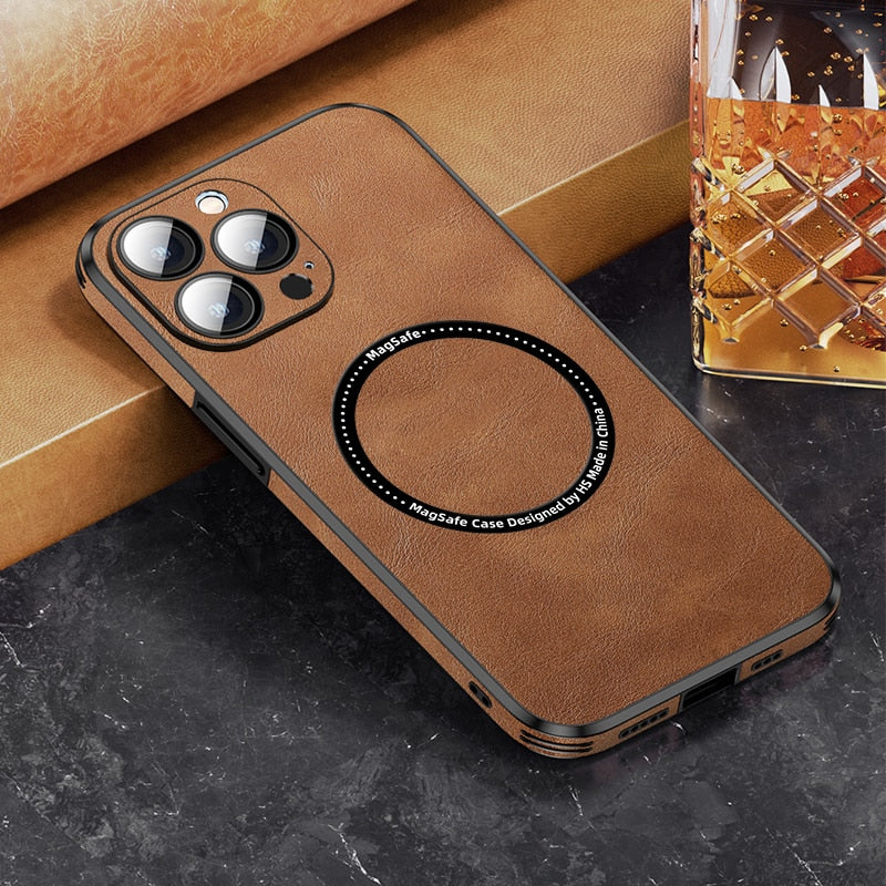 Luxury Magsafe Shockproof Leather Case For iPhone