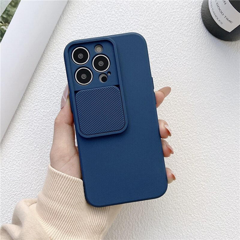 Slide Camera Protection Silicone Case For iPhone