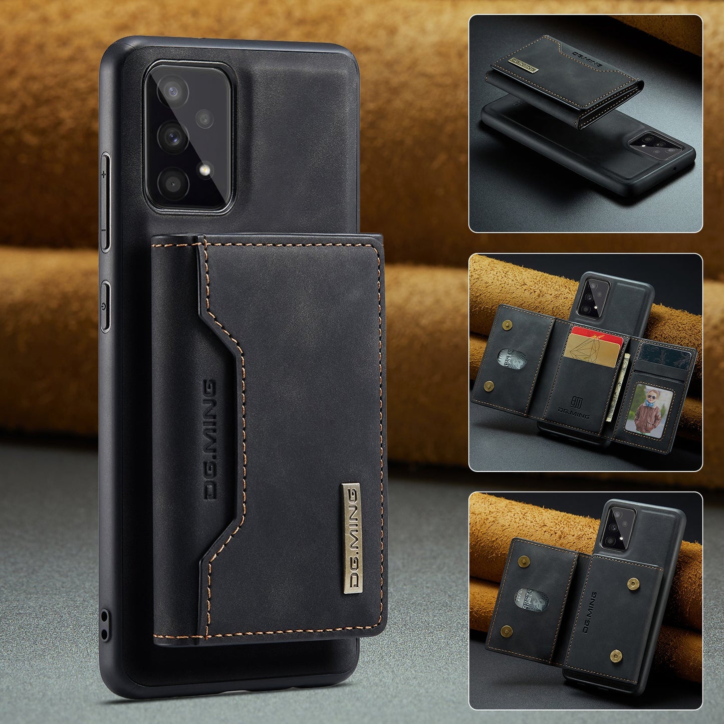 Estuche tipo billetera de cuero desmontable 2 en 1 para Samsung Galaxy