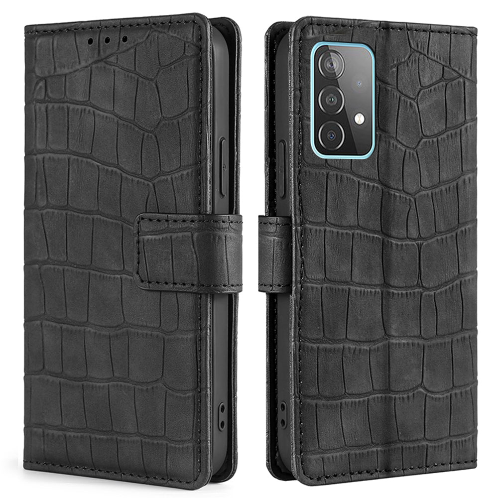 Crocodile Pattern Stand Solid Color Protective Case For Galaxy A