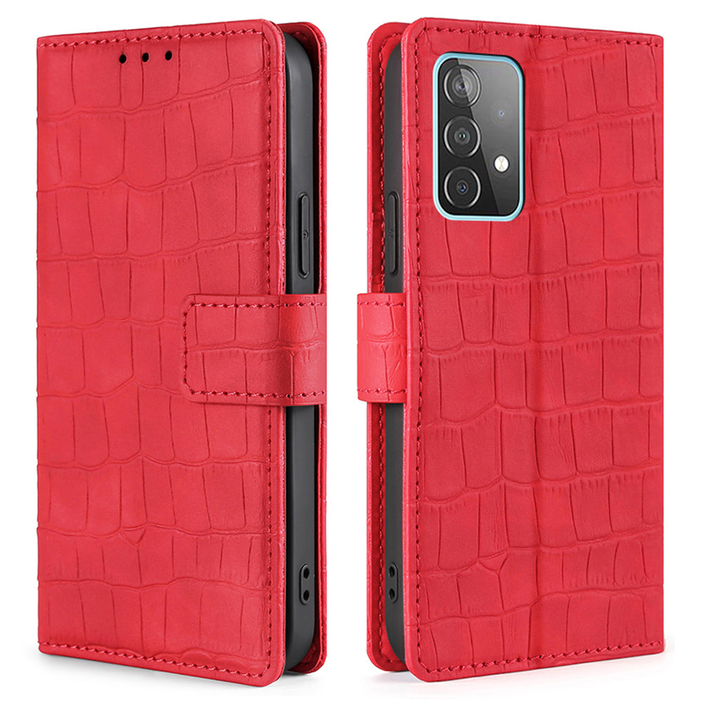 Crocodile Pattern Stand Solid Color Protective Case For Galaxy A