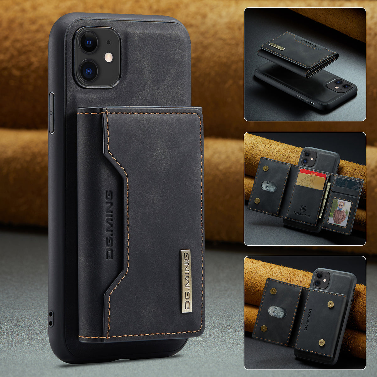 2 in 1 Detachable Leather Wallet Case For iPhone