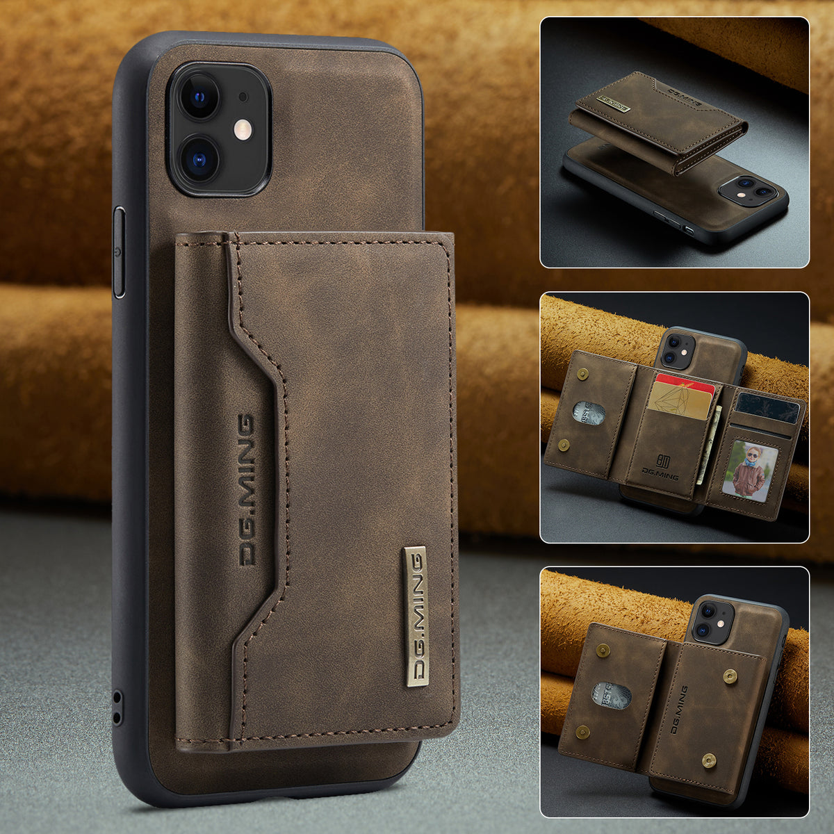 2 in 1 Detachable Leather Wallet Case For iPhone