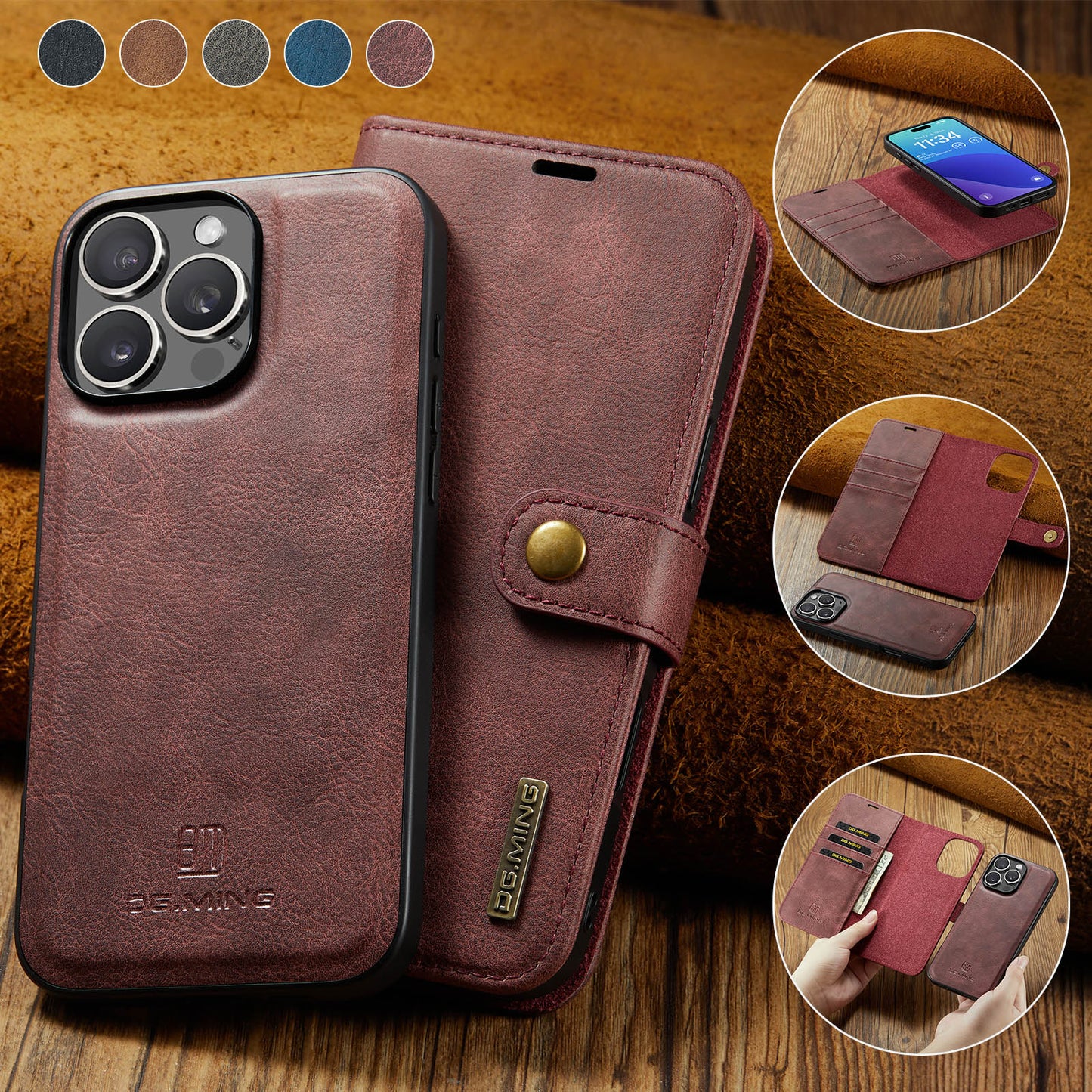 2 in 1 Detachable Flip Leather Case for iPhone 11 Pro Max