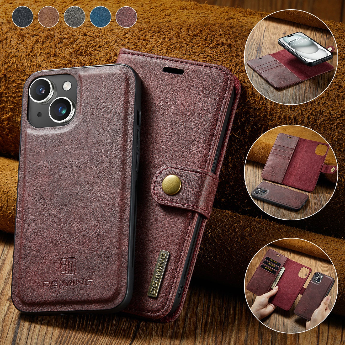 2 in 1 Detachable Flip Leather Case for iPhone 14 Plus