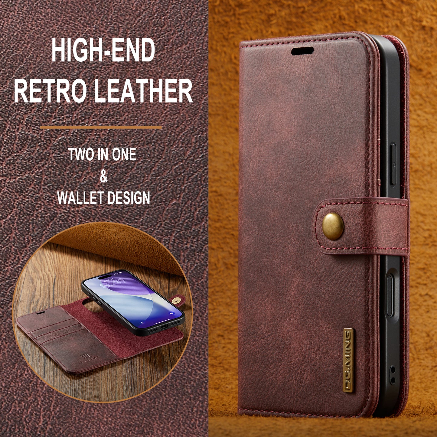 2 in 1 Detachable Flip Leather Case for iPhone 17 Pro Max