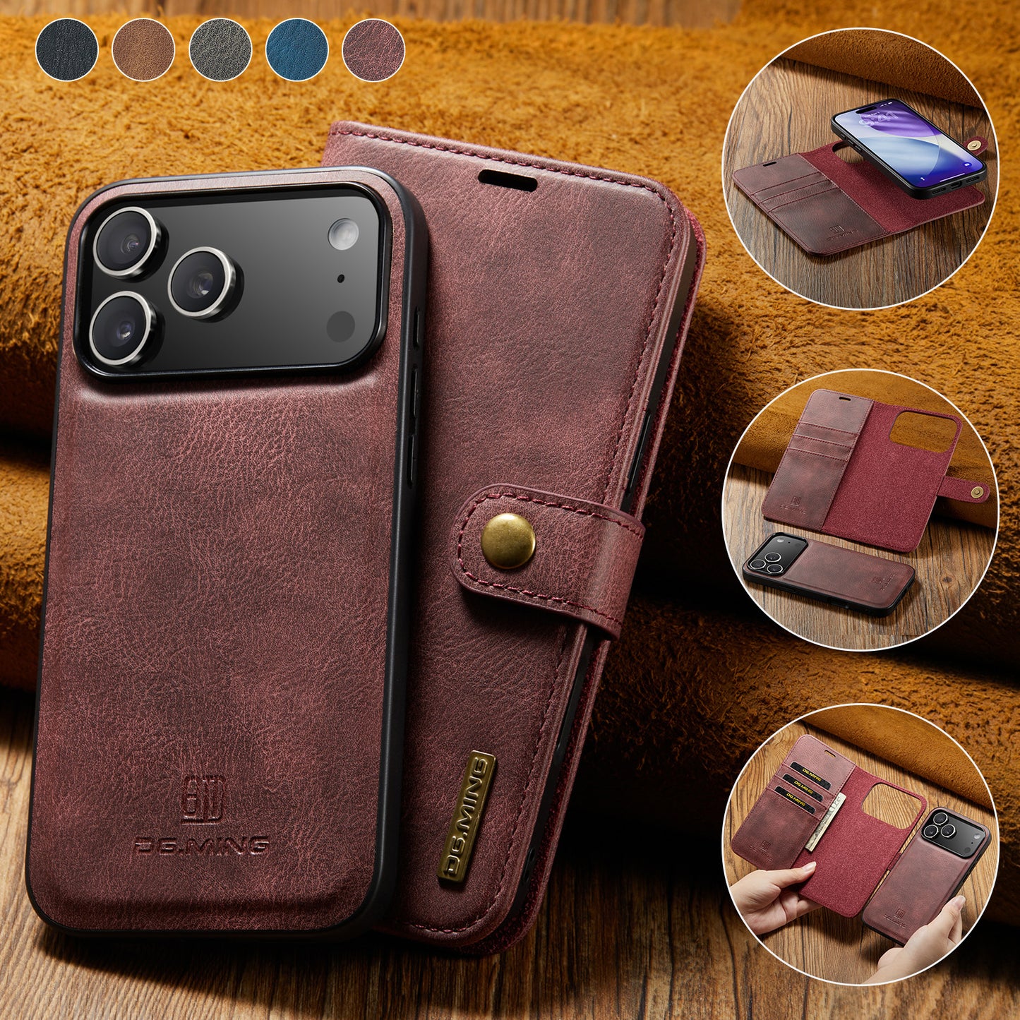 2 in 1 Detachable Flip Leather Case for iPhone 17 Pro Max