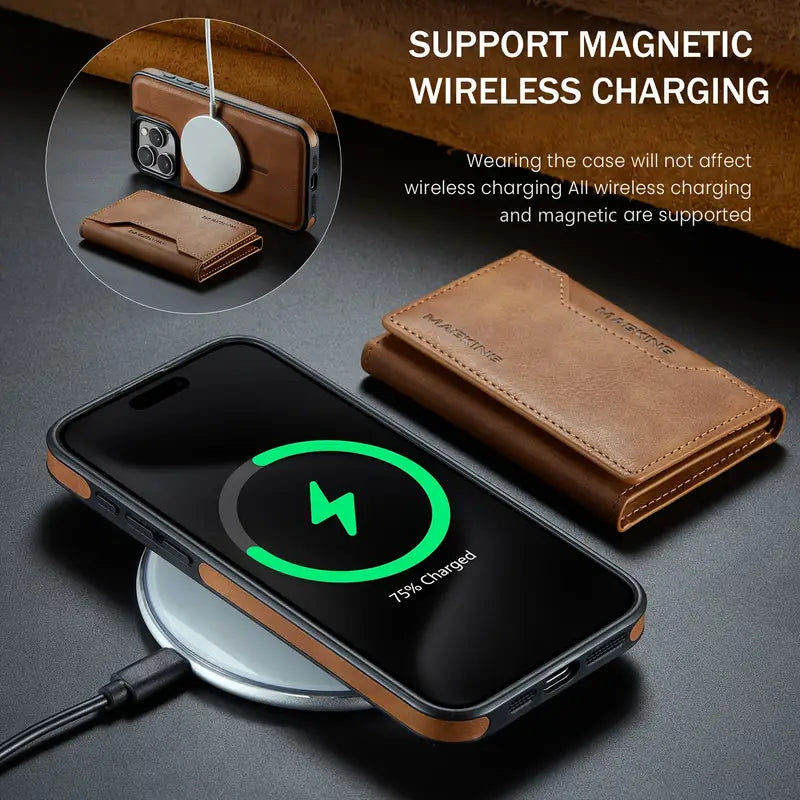 Magnetic Wallet Case for iPhone 17 | Faux Leather, 8 Card Holder & RFID Protection