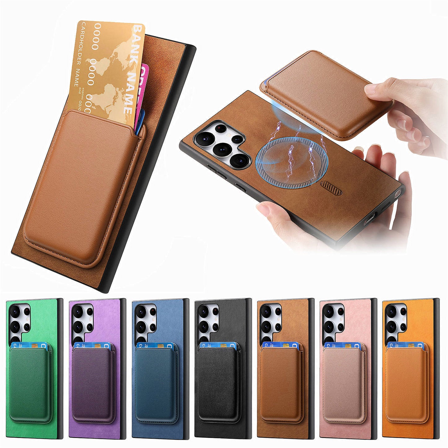 Simple Detachable Magnetic Wallet Phone Case for Samsung Galaxy