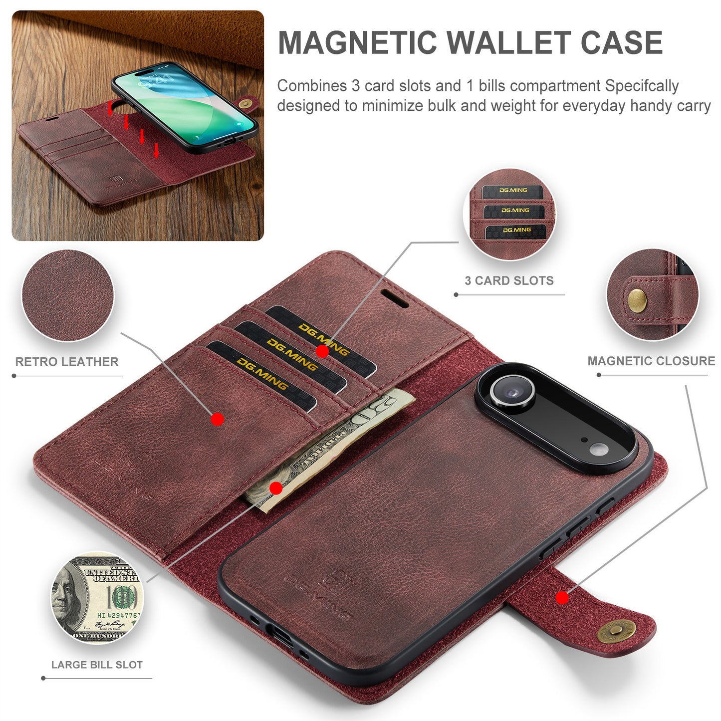 2 in 1 Detachable Flip Leather Case for iPhone 17 Air