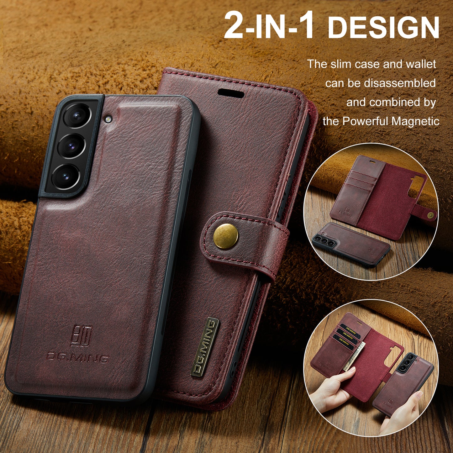 2 in 1 Detachable Flip Leather Case for Samsung Galaxy S21 FE
