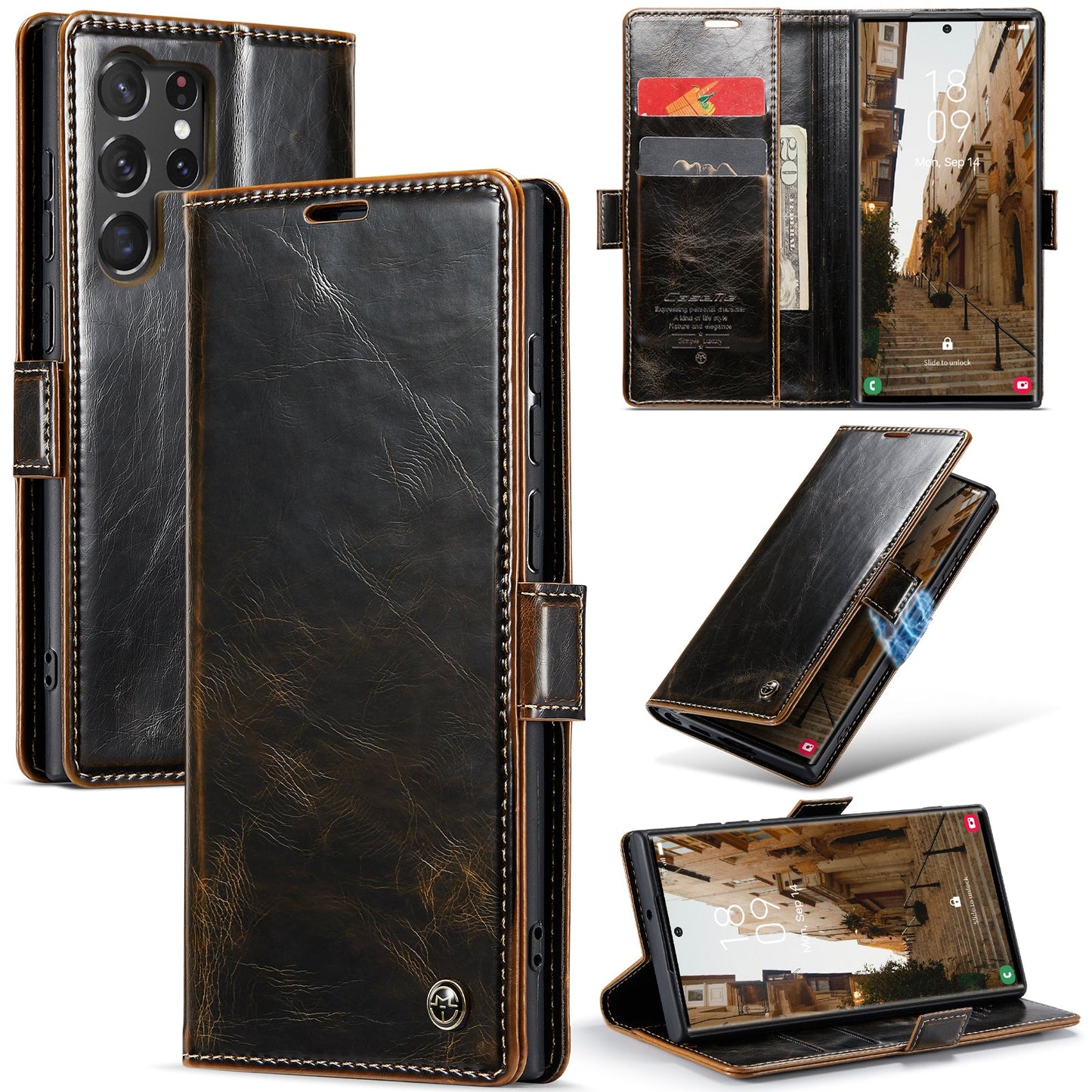 Luxury Flip Leather Phone Case for Galaxy S