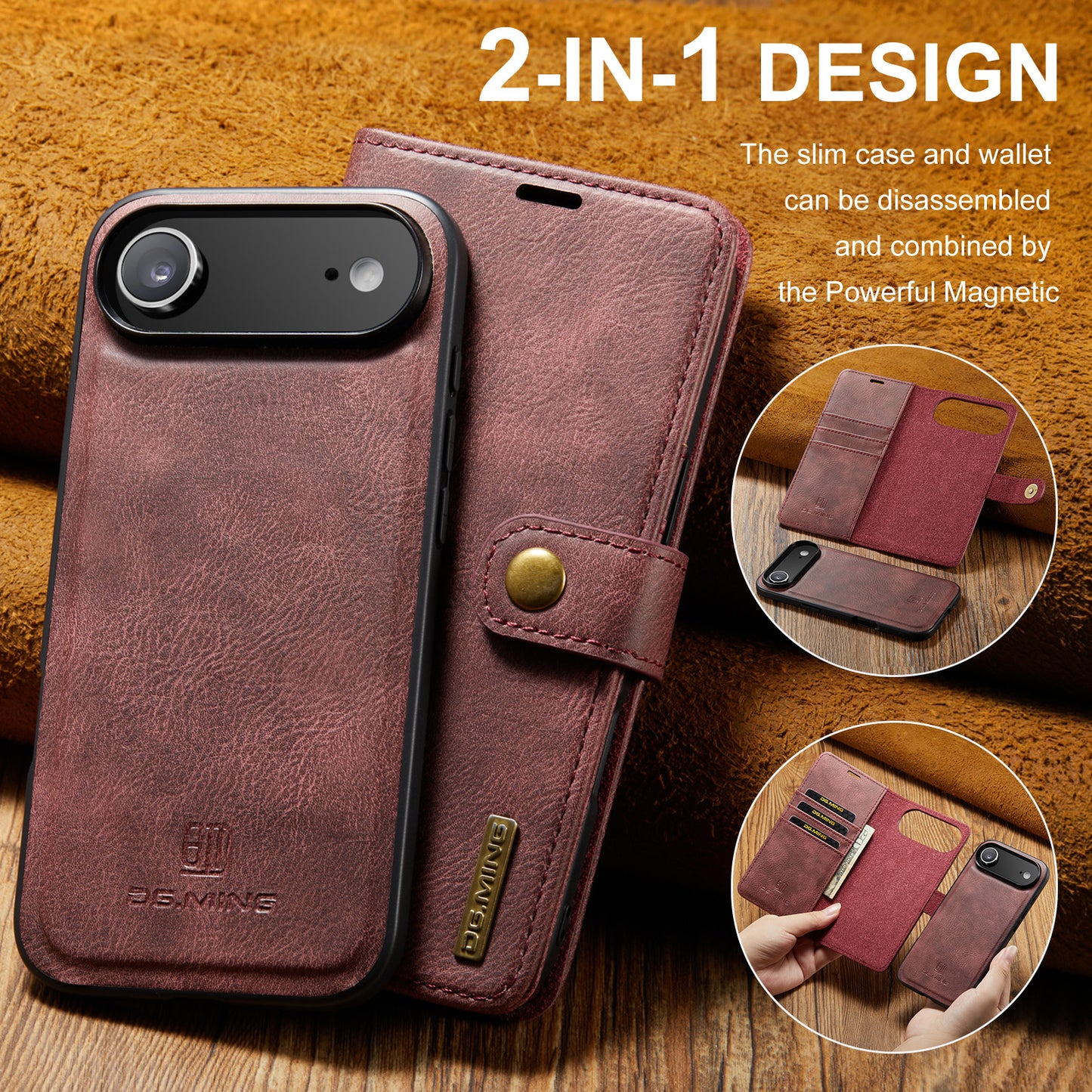 2 in 1 Detachable Flip Leather Case for iPhone 17 Air