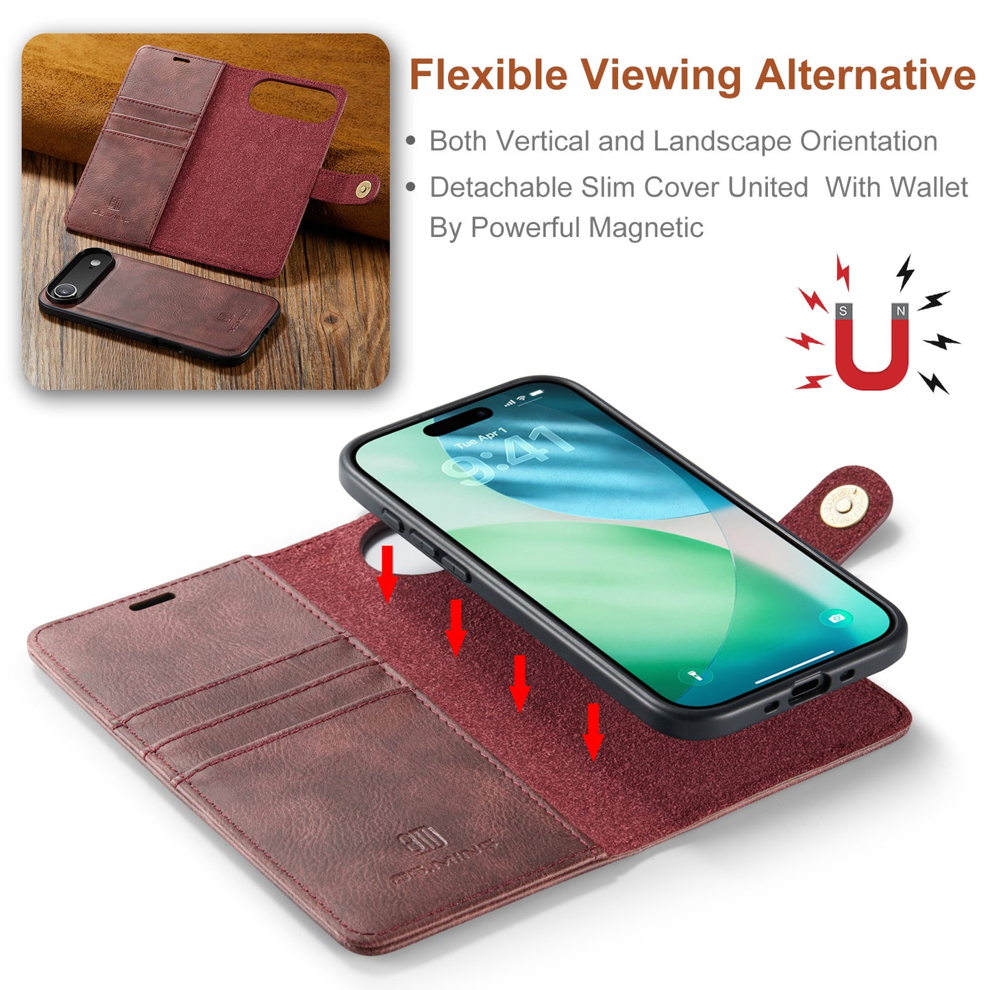 2 in 1 Detachable Flip Leather Case for iPhone 17 Air