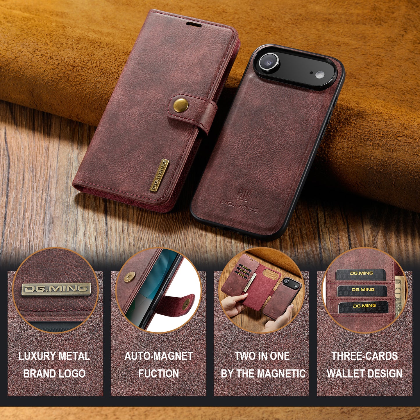 2 in 1 Detachable Flip Leather Case for iPhone 17 Air