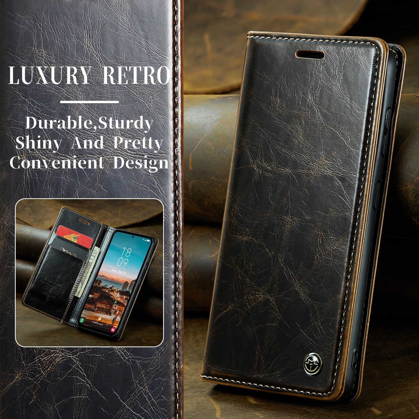 Luxury Flip Leather Phone Case for Galaxy S