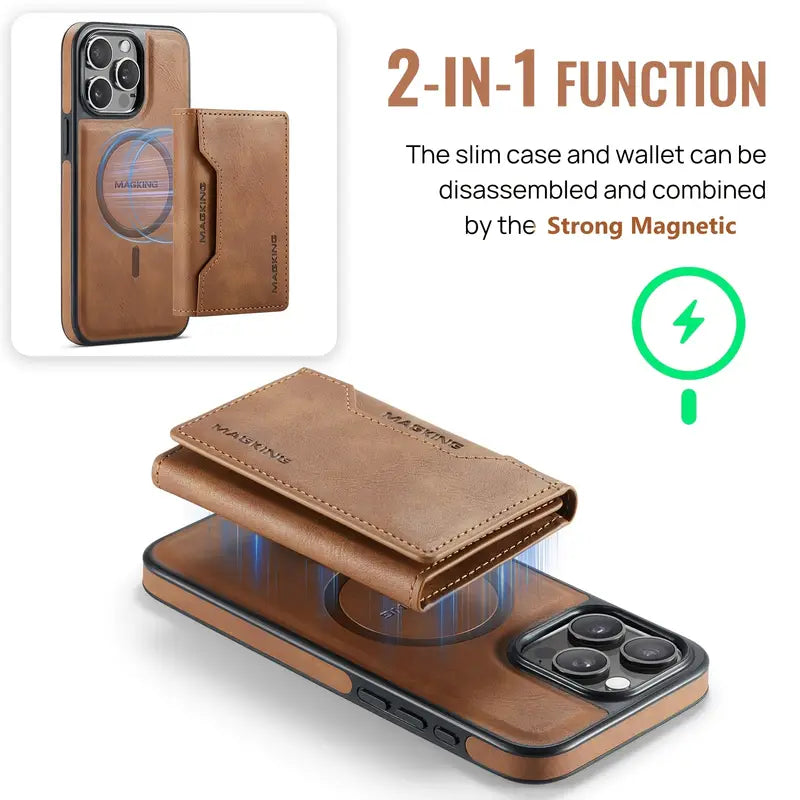 Magnetic Wallet Case for iPhone 17 | Faux Leather, 8 Card Holder & RFID Protection