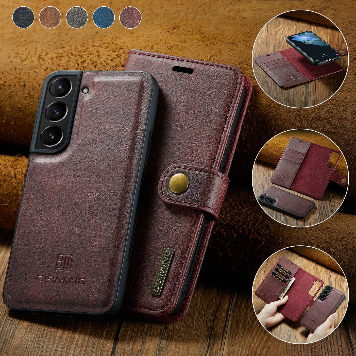 2 in 1 Detachable Flip Leather Case for Samsung Galaxy S21 FE