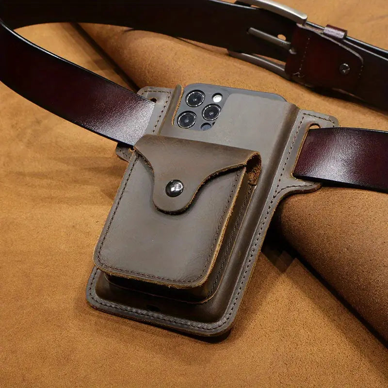 Vintage Leather Mobile Phone Waist Bag