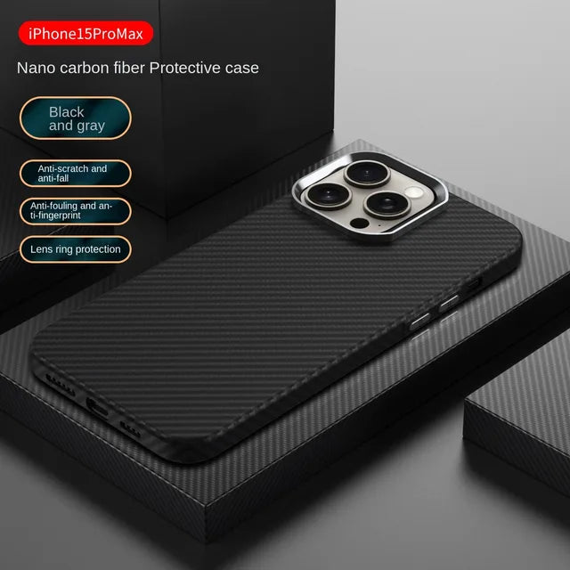 Carbon Fiber Pattern Ultra-Thin Lightweight Shockproof Phone Case for iPhone