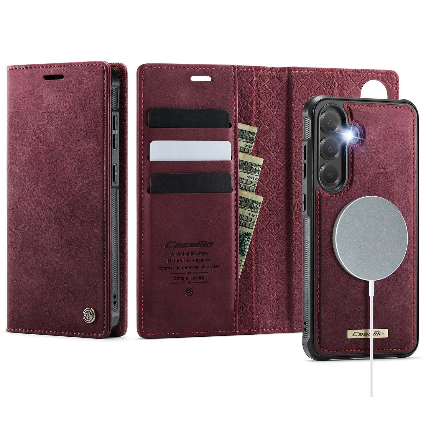 MagSafe 3-Slot Wallet Case for Samsung with RFID Shielding & Wireless Charging