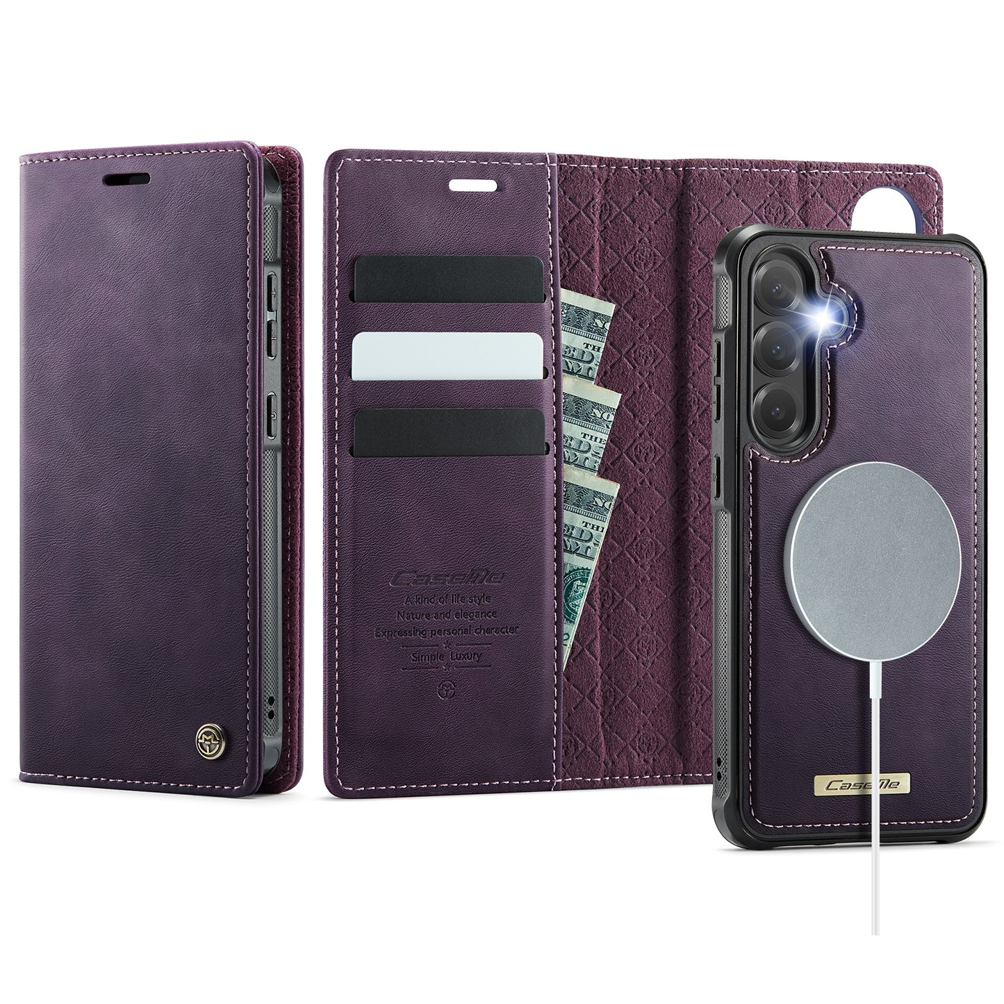 MagSafe 3-Slot Wallet Case for Samsung with RFID Shielding & Wireless Charging