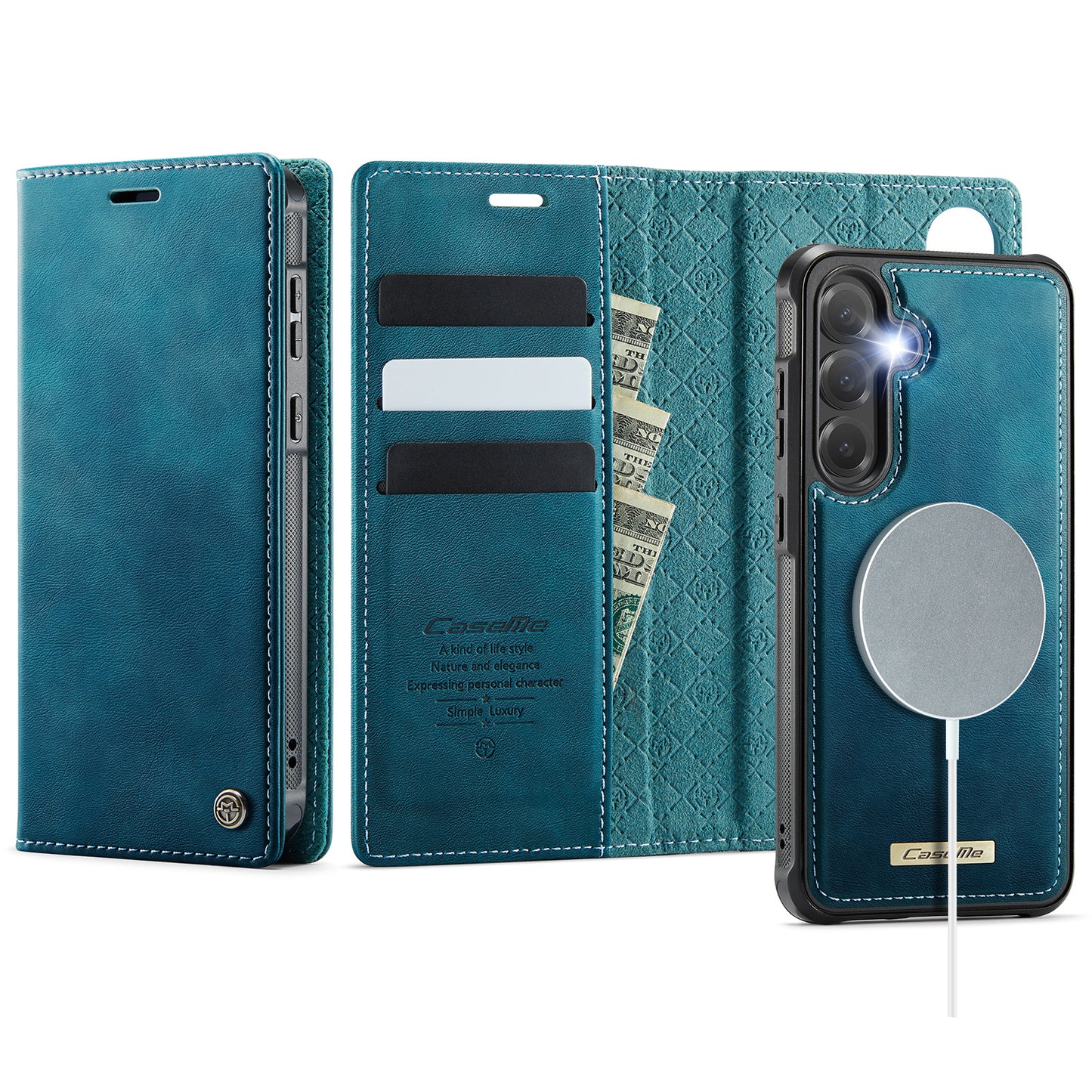 MagSafe 3-Slot Wallet Case for Samsung with RFID Shielding & Wireless Charging