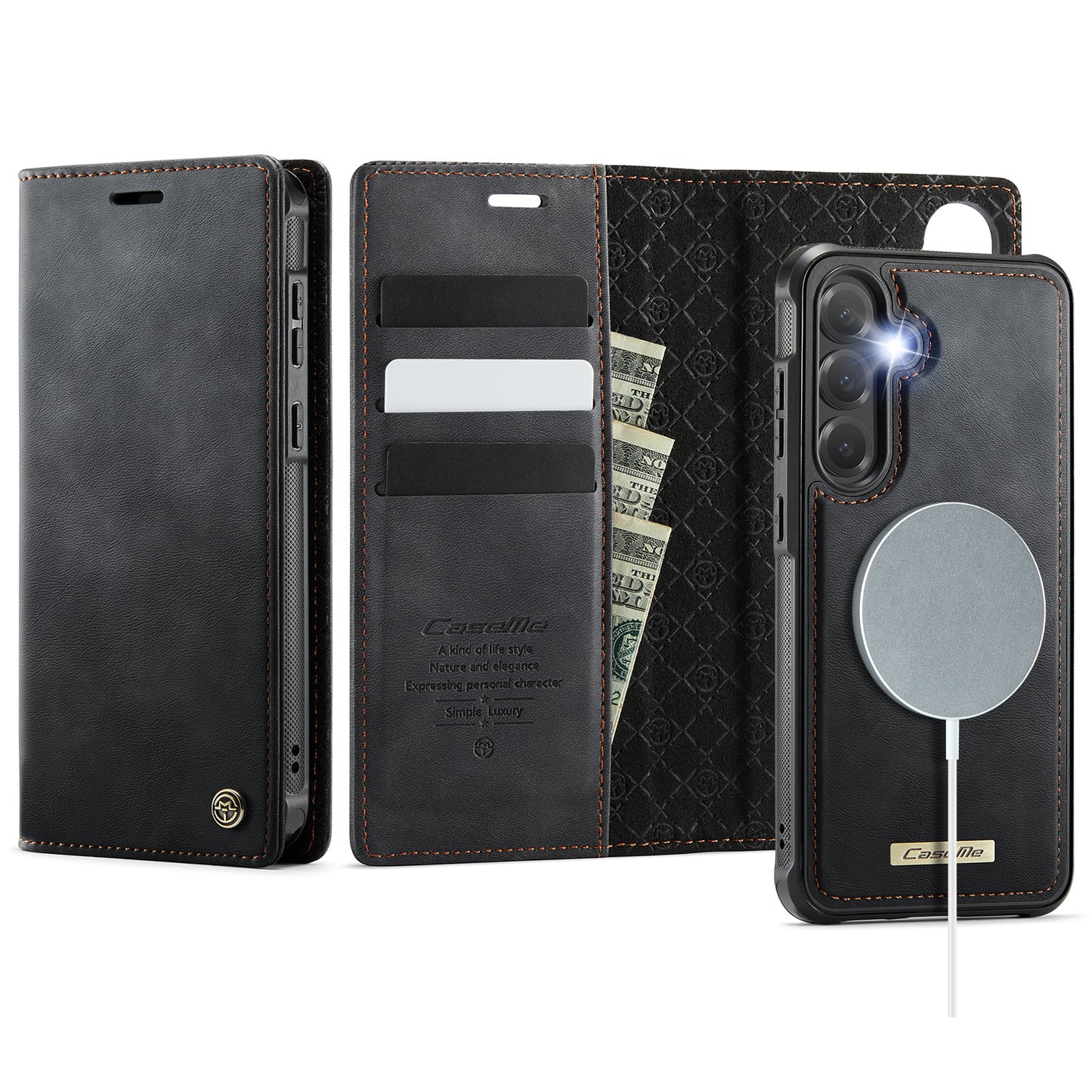 MagSafe 3-Slot Wallet Case for Samsung with RFID Shielding & Wireless Charging