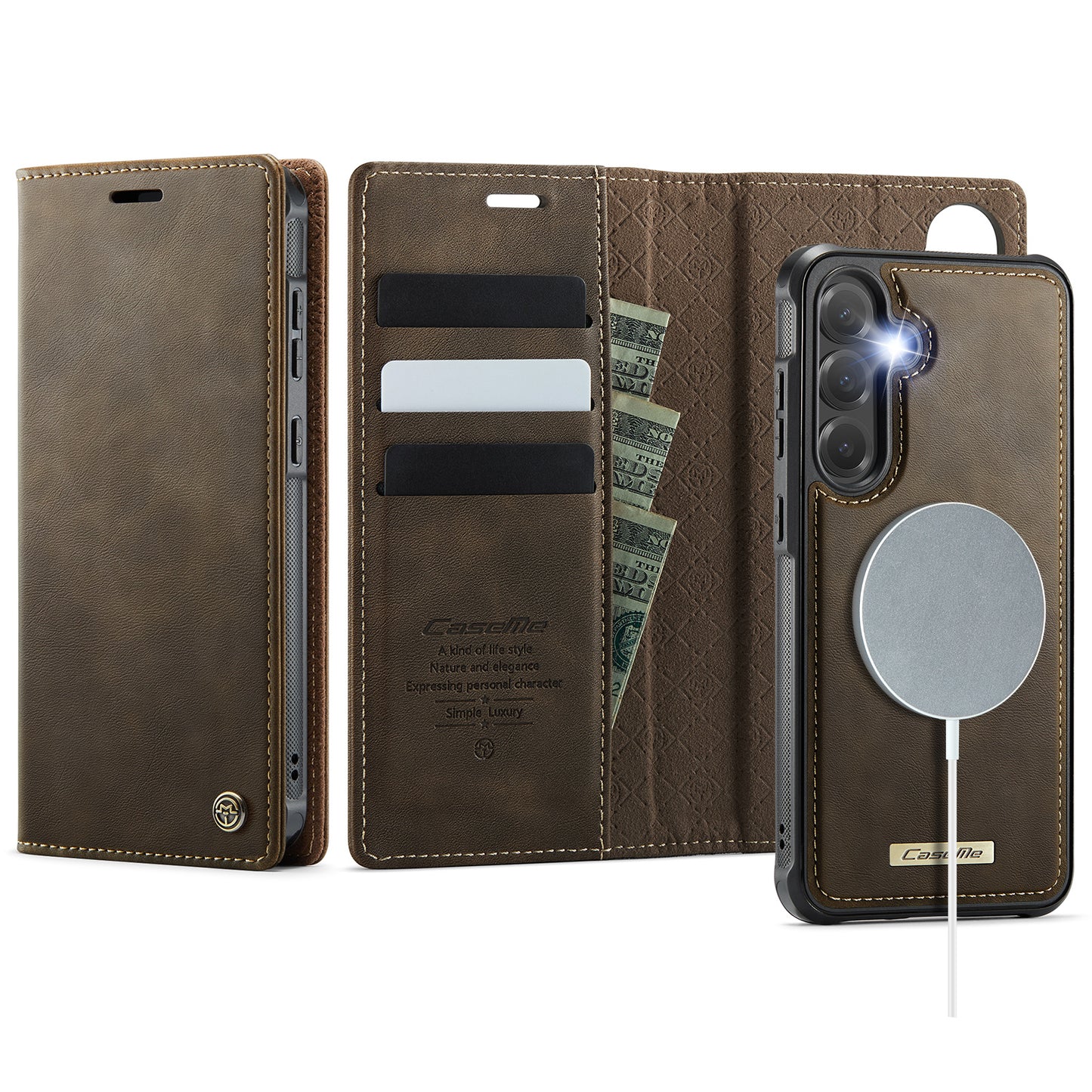 MagSafe 3-Slot Wallet Case for Samsung with RFID Shielding & Wireless Charging