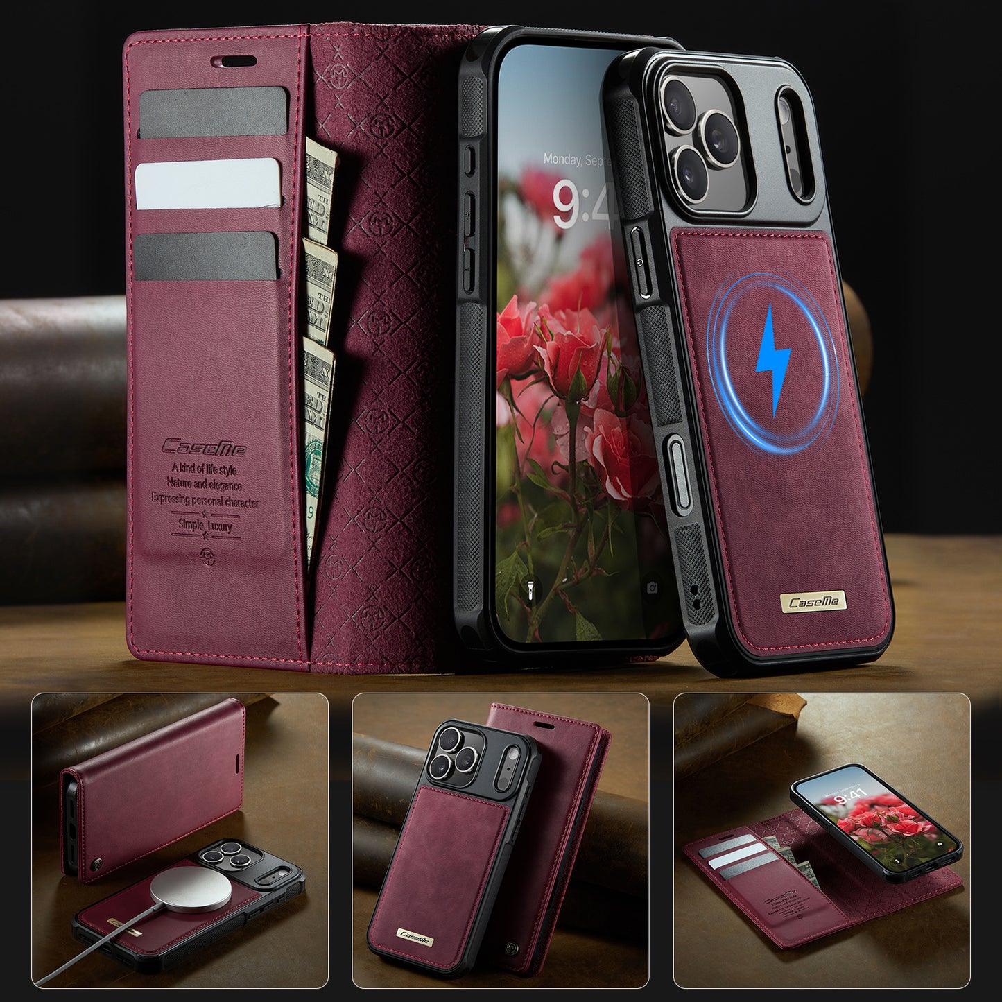 MagSafe 3-Slot Wallet Case for iPhone with RFID Shielding & Wireless Charging