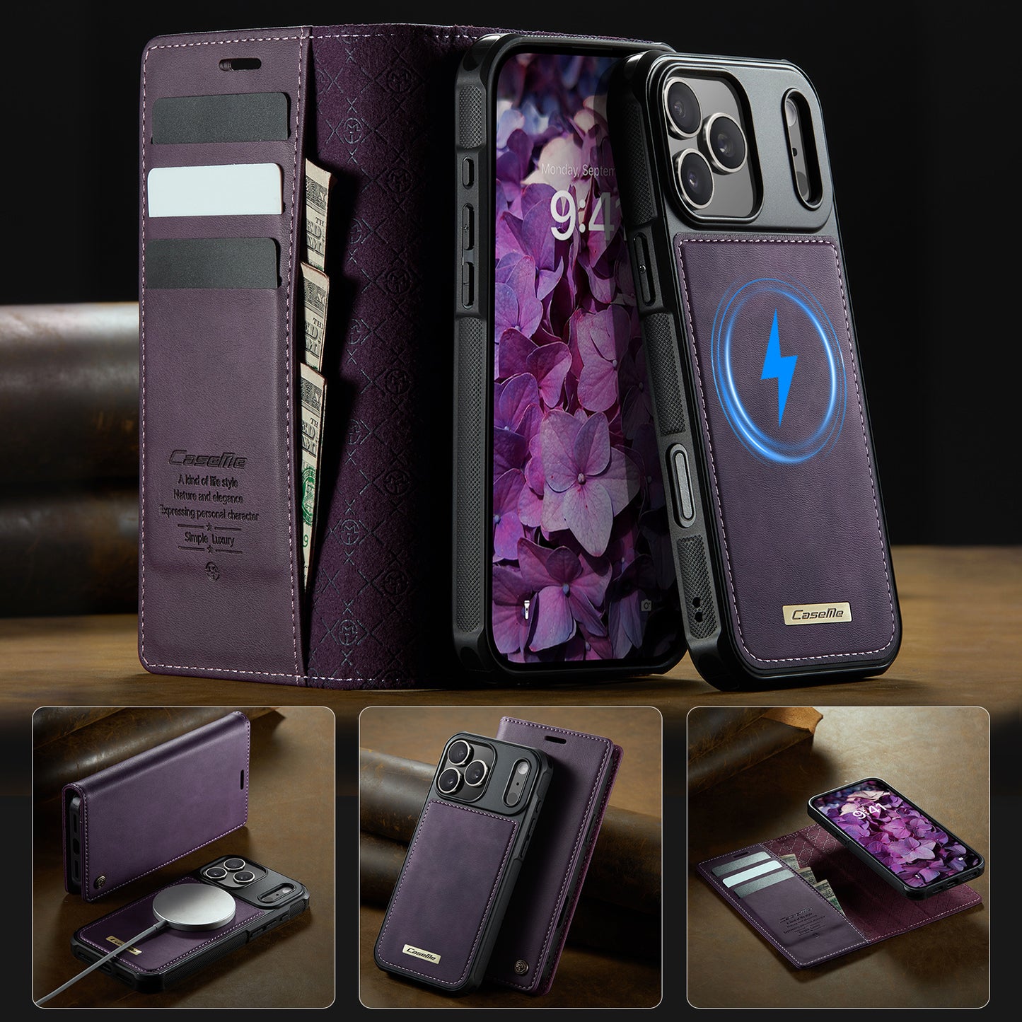 MagSafe 3-Slot Wallet Case for iPhone with RFID Shielding & Wireless Charging